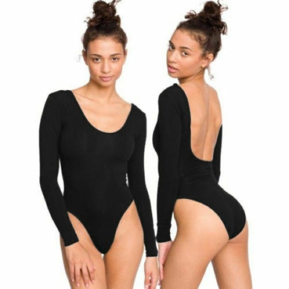 American Apparel Black Long Sleeve Bodysuit